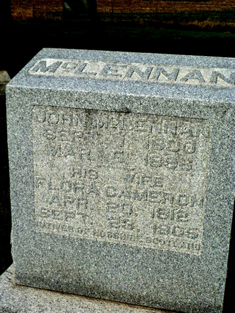 Photo of headstones/John McLennan d1896 hdstn Elmira cem ILL